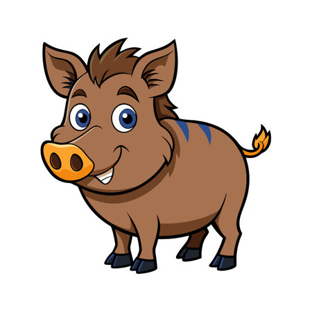 Wild European Boar Sniffing the Groundのイラスト素材