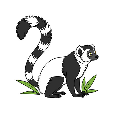 Adorable Black and White Ruffed Lemur Graphicのイラスト素材