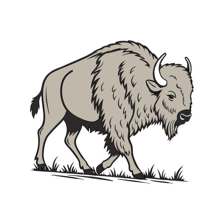 Stunning Eurasian Bison Against White Canvasのイラスト素材