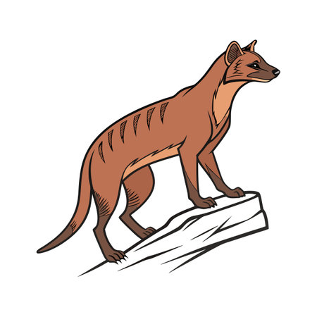 Beautiful Fossa Displayed on a White Surfaceのイラスト素材