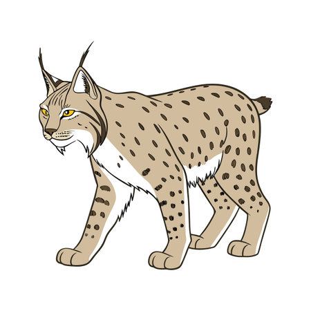Graceful Eurasian Lynx Standing on White Backgroundのイラスト素材