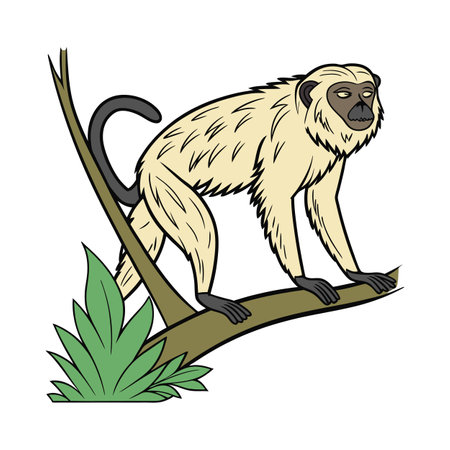 Dynamic Howler Monkey Displayed on Clean Backgroundのイラスト素材
