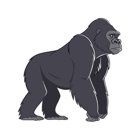 Western Gorilla in Natural Habitatのイラスト素材