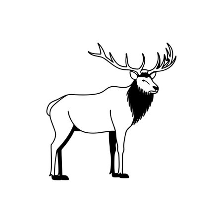 Regal North American Elk Among Treesのイラスト素材