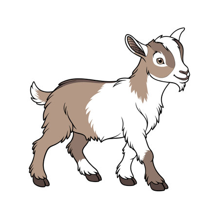 Stunning Pygmy Goat Realistic Color Illustration with Outlineのイラスト素材