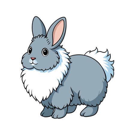 Beautiful Angora Rabbit in Realistic Colorsのイラスト素材
