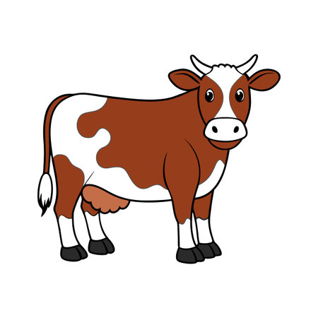 Realistic Hereford Cow Color Illustration Designのイラスト素材
