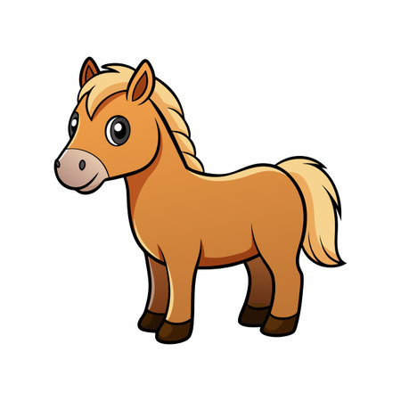 Distinctive Miniature Horse Realistic Color Illustrationのイラスト素材