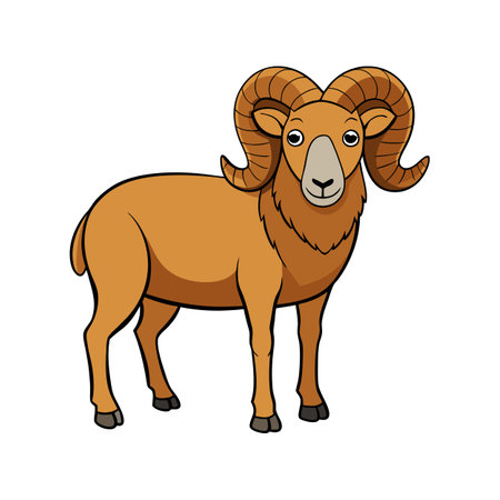 Charming Norfolk Horn Sheep Realistic Color Illustrationのイラスト素材