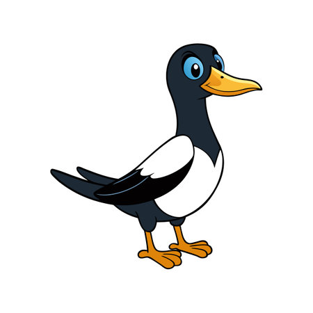 Charming Magpie Duck Realistic Color Illustration with Detailのイラスト素材