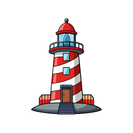 Charming Seaside Lighthouse with Stairsのイラスト素材
