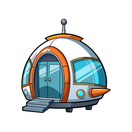 Cozy Futuristic Pod House with Glass Frontのイラスト素材