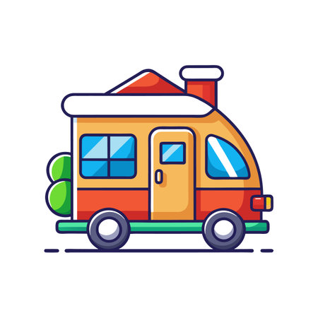 Elegant Camper Van House with Pop-Up Roofのイラスト素材