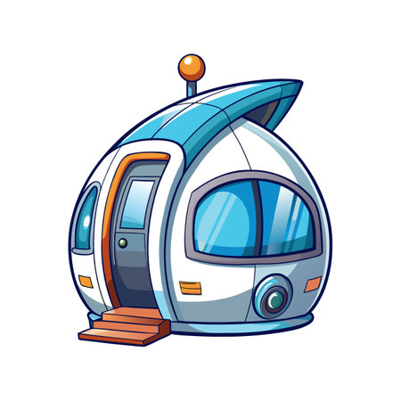 Charming Futuristic Pod House with Glass Frontのイラスト素材