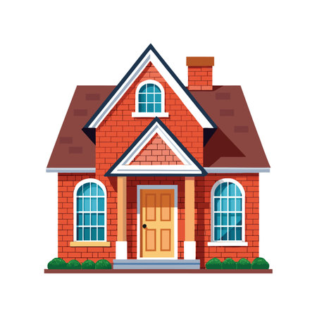 Charming Brick House with Classic Roofのイラスト素材