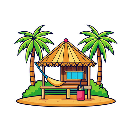Unique Tropical Bamboo Hutのイラスト素材