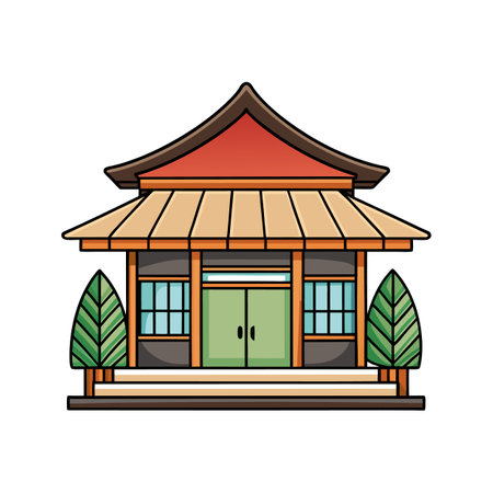Serene Japanese Zen House Designのイラスト素材