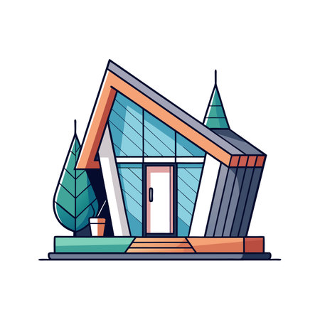 Charming Tiny House with Sleek Roofのイラスト素材