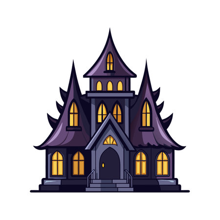 Spooky Gothic Haunted House with Pointed Roofsのイラスト素材