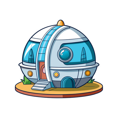 Futuristic Pod House with Curved Glass Wallsのイラスト素材