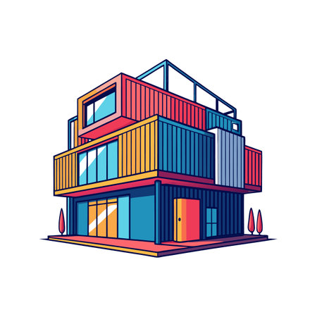 Eco-Friendly Shipping Container Home Designのイラスト素材