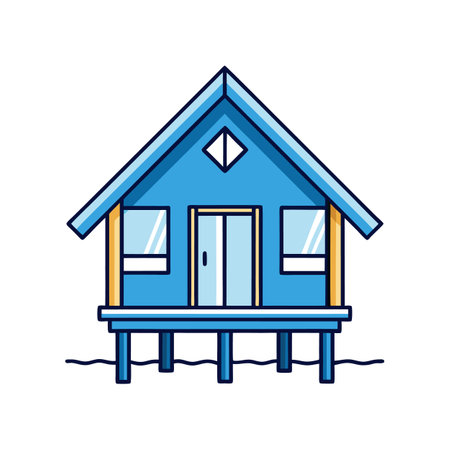 Classic Blue Beach House on Stiltsのイラスト素材
