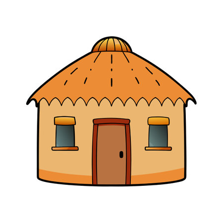 Charming Desert Hut with Straw Roofのイラスト素材