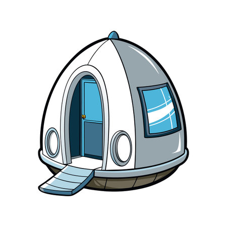 Cozy Futuristic Pod House with Glass Frontのイラスト素材