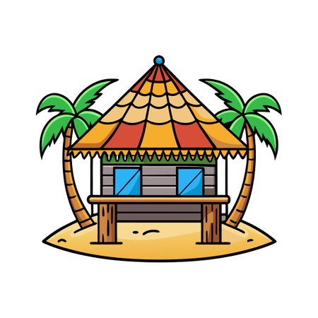 beach hut with palms trees vector illustration designicon vector illustration graphic designのイラスト素材