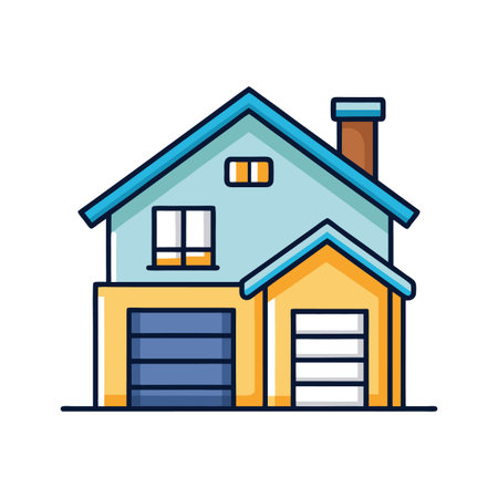 Welcoming House Showcasing a Garage Loftのイラスト素材