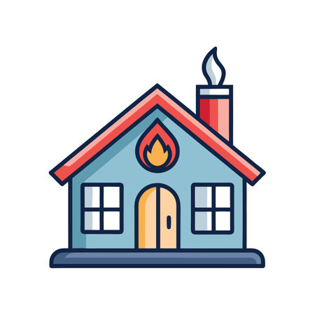 Stylish House Featuring Beautiful Fireplaceのイラスト素材