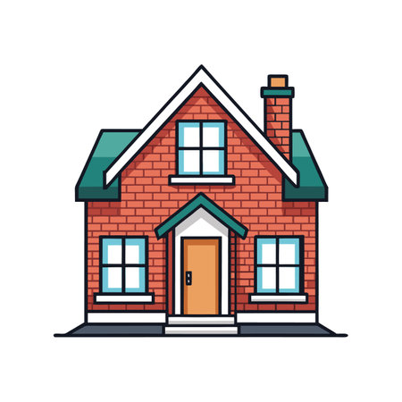Elegant House Featuring Beautiful White Brick Facadeのイラスト素材