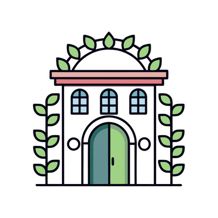 Elegant House with Scenic Vine Archwayのイラスト素材