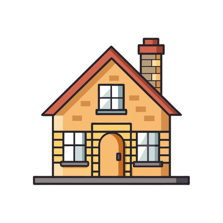 Elegant House with Beautiful Stone Chimneyのイラスト素材