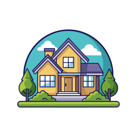 Charming House Featuring Spacious Large Yardのイラスト素材