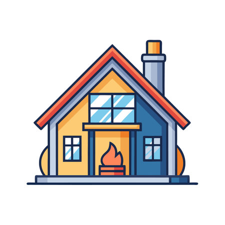 Charming Home Featuring Elegant Outdoor Fireplaceのイラスト素材