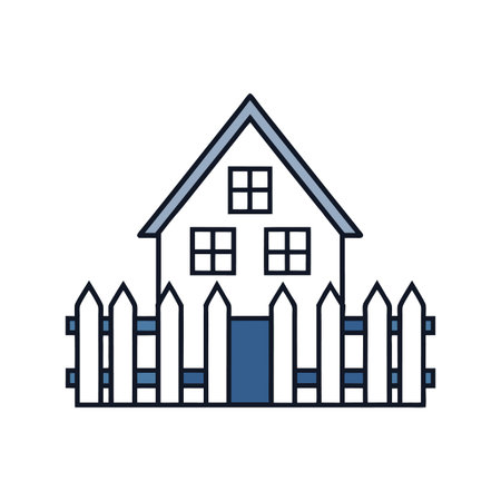Elegant Residence with Inviting White Picket Fenceのイラスト素材