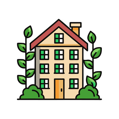 Stylish House Featuring Beautiful Climbing Vinesのイラスト素材