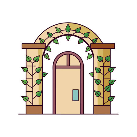Stylish House Featuring Beautiful Vine Archwayのイラスト素材