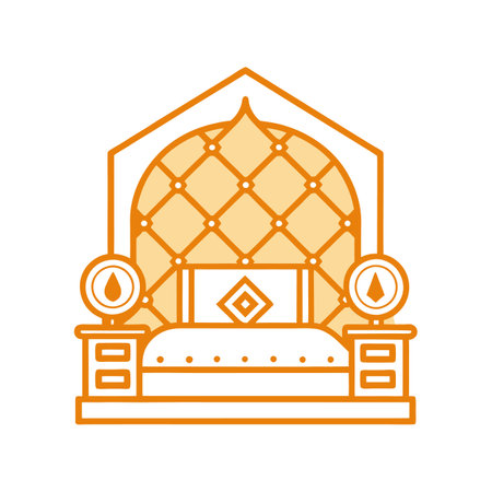 Chic Bedroom with Stylish Diamond Wallpaperのイラスト素材