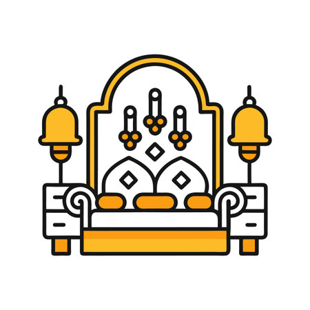 Chic Bedroom with Decorative Wall Sconcesのイラスト素材