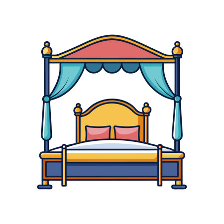 Modern Bedroom Featuring Grand Canopy Bedのイラスト素材