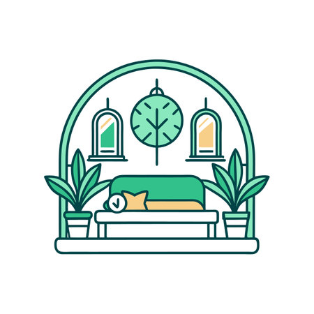 Modern Bedroom Featuring Stunning Indoor Gardenのイラスト素材