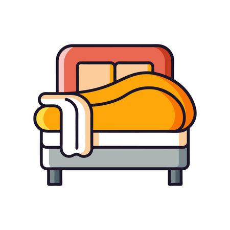 Stylish Bedroom with Warm Fleece Blanketのイラスト素材