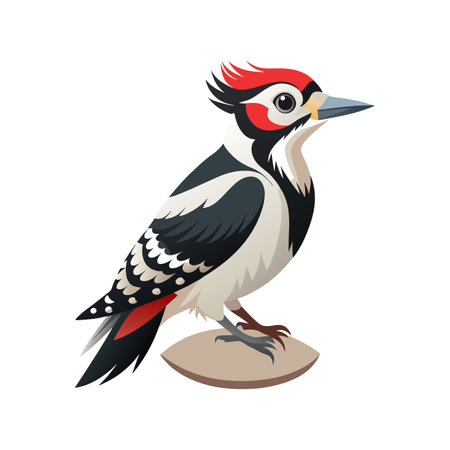 Charming Illustration of Hairy Woodpeckerのイラスト素材