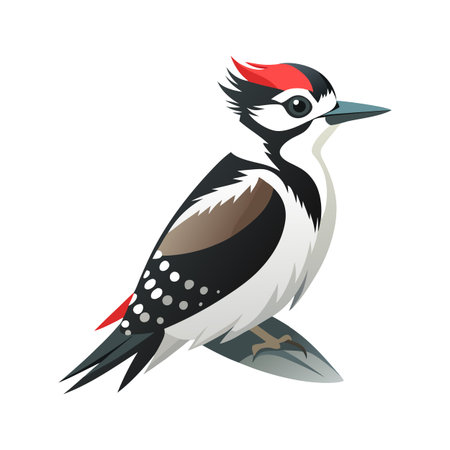 Elegant Hairy Woodpecker Bird Graphicのイラスト素材