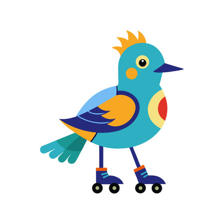 Lively roller bird in motion vector artのイラスト素材