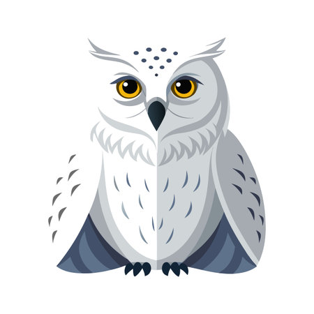 Stylized snowy owl character in actionのイラスト素材