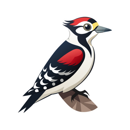 Stylish Illustration of Downy Woodpeckerのイラスト素材