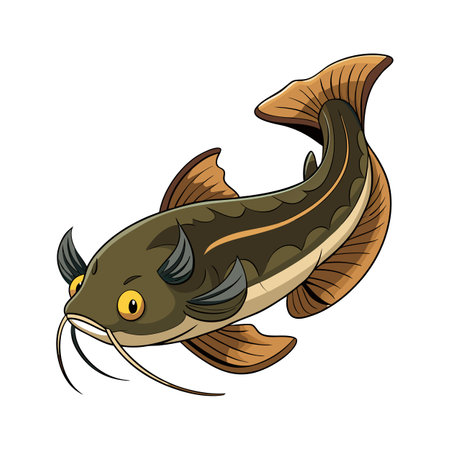 Elegant Vector Artwork of Flathead Catfishのイラスト素材